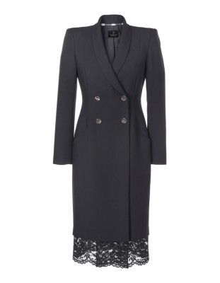 Blazerkleid mit Spitzensaum