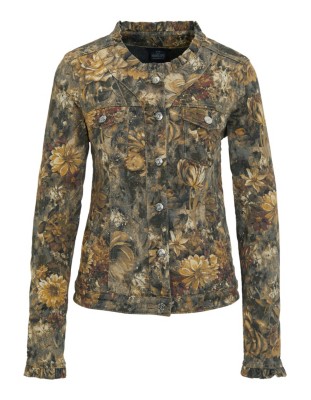 Jeansjacke mit exklusivem Flower-Print