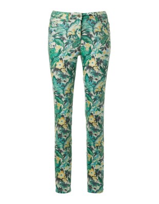 Schlanke Stretch-Jeans mit Blüten-Druck