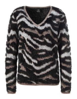 Flauschiger Pullover mit V-Ausschnitt