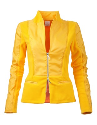 Blusenjacke im Material-Mix
