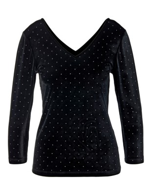 Samtshirt mit Steinchendeko