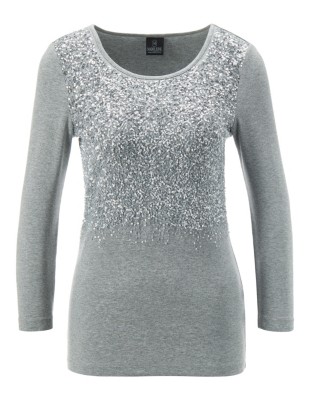 Rundhals-Shirt mit Glanz-Pailletten
