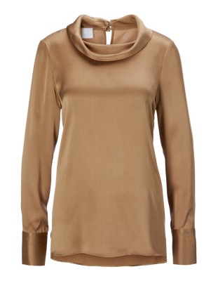 Seidenbluse mit Rollkragen und Manschettenärmeln